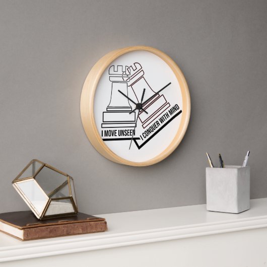 Chess Rook Wall Clock – "I Move Unseen, I Conquer  (Kantoor)