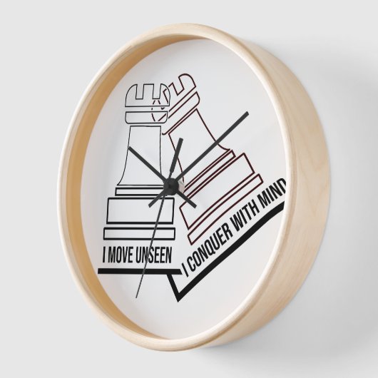 Chess Rook Wall Clock – "I Move Unseen, I Conquer  (Hoek)