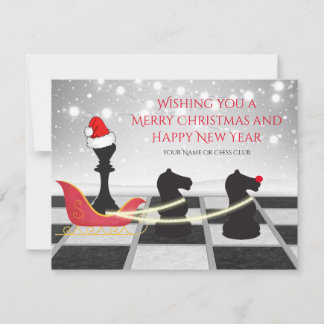 Chess Santa Claus en Reindekerst Feestdagenkaart