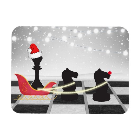 Chess Santa Claus en Reindekerst Magneet (Horizontaal)