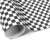 Chess Square Pattern - zwart + jouw tekst & backgr Cadeaupapier (Rol Hoek)