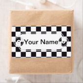Chess Square Pattern - zwart + jouw tekst & backgr Etiket (Insitu)