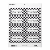 Chess Square Pattern - zwart + jouw tekst & backgr Etiket (Full Sheet)