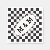 Chess Square Pattern - zwart + jouw tekst & backgr Servet (Voorkant)