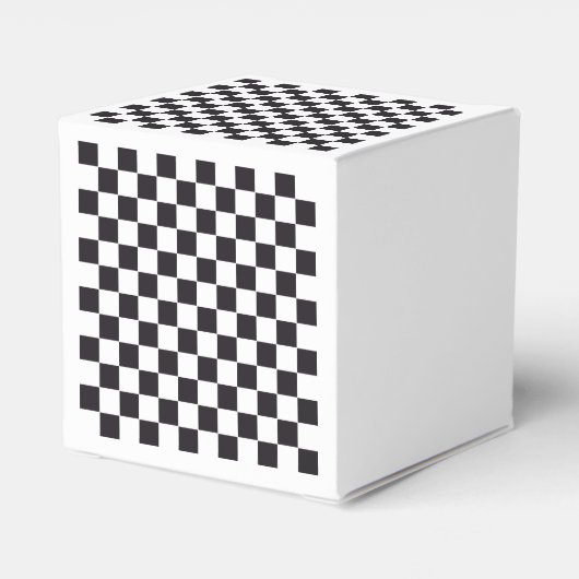 Chess Square Pattern - zwart + uw achtergrond Bedankdoosjes (Achterkant)