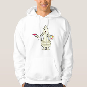 Chess-stuk bisschop als schilder met penseel en kl hoodie
