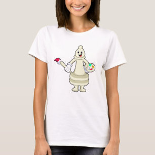 Chess-stuk bisschop als schilder met penseel en kl t-shirt