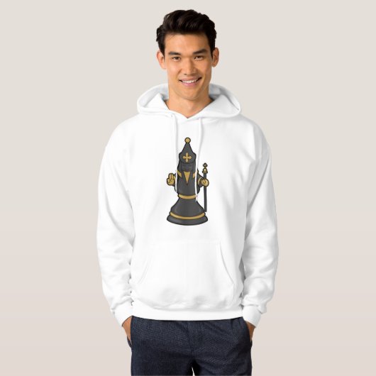 Chess-stuk bisschop op Chess met Personeel Hoodie (Voorkant volledig)