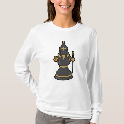 Chess-stuk bisschop op Chess met Personeel T-shirt (Voorkant)