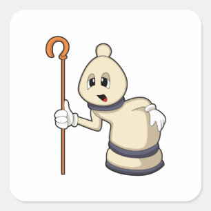 Chess-stuk bisschop op Chess Vierkante Sticker