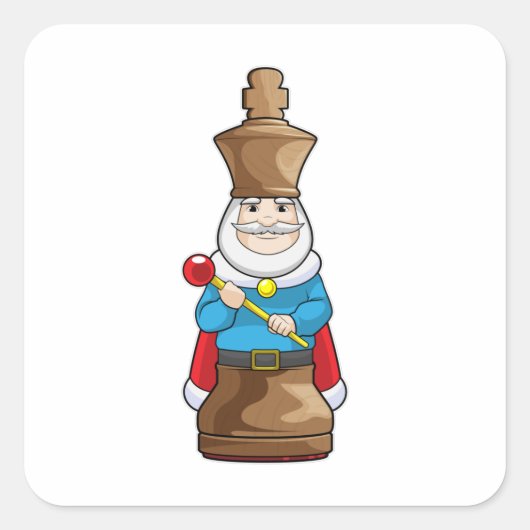 Chess-stuk King Chess Vierkante Sticker (Voorkant)