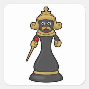 Chess-stuk King op Chess met Personeel Vierkante Sticker