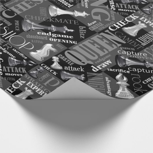 Chess Terms and Piecets Black and White ID784 Cadeaupapier (Hoek)