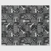 Chess Terms and Piecets Black and White ID784 Cadeaupapier (Vlak)