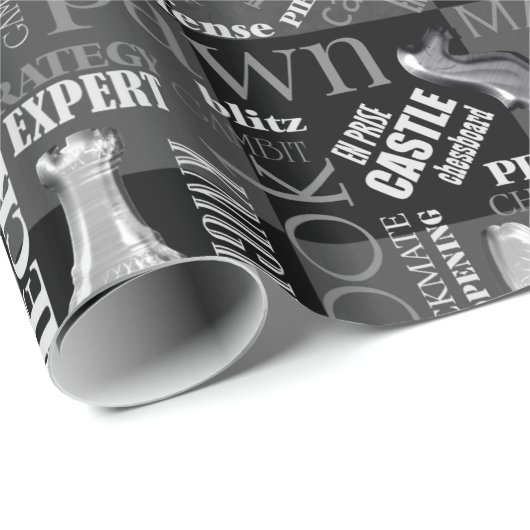 Chess Terms and Piecets Black and White ID784 Cadeaupapier (Rol Hoek)