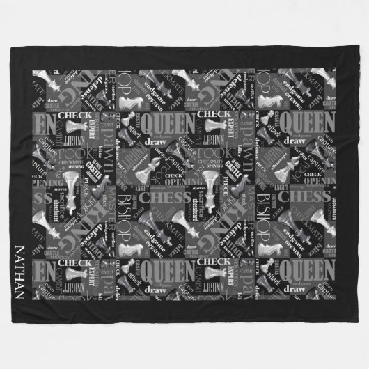 Chess Terms and Piecets Black and White ID784 Fleece Deken (Voorkant (Horizontaal))