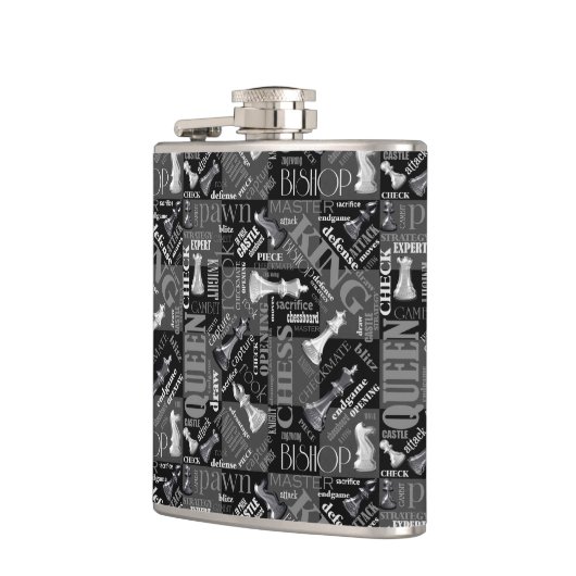 Chess Terms and Piecets Black and White ID784 Heupfles (Links)