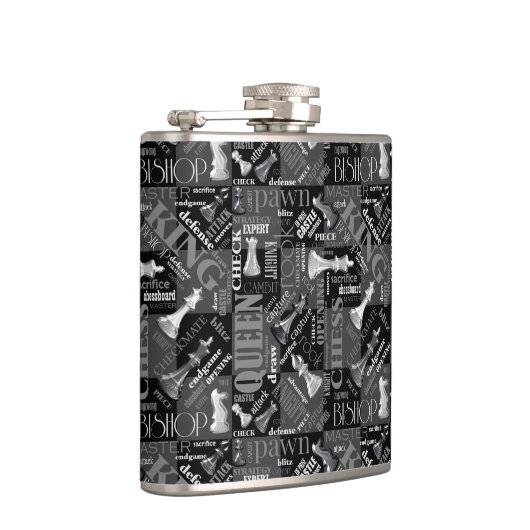 Chess Terms and Piecets Black and White ID784 Heupfles (Rechts)