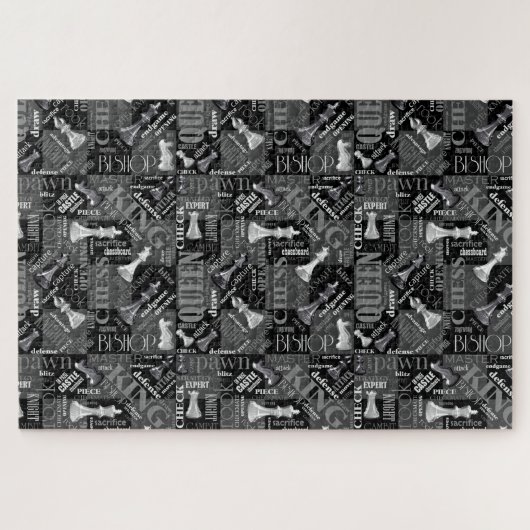 Chess Terms and Piecets Black and White ID784 Legpuzzel (Horizontaal)