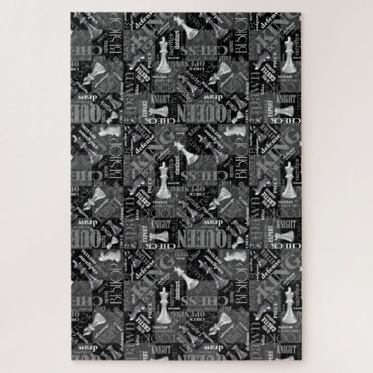 Chess Terms and Piecets Black and White ID784 Legpuzzel (Verticaal)