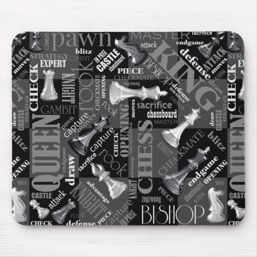Chess Terms and Piecets Black and White ID784 Muismat (Voorkant)