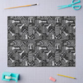 Chess Terms and Piecets Black and White ID784 Tissuepapier (Craft)