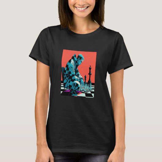Chess Tournament Fans Retro Pop Chess Player  1 T-shirt (Voorkant)