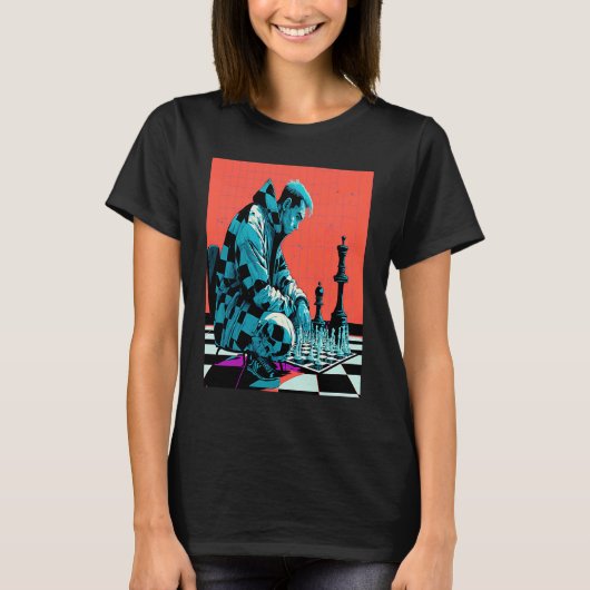 Chess Tournament Fans Retro Pop Chess Player  1 T-shirt (Voorkant)
