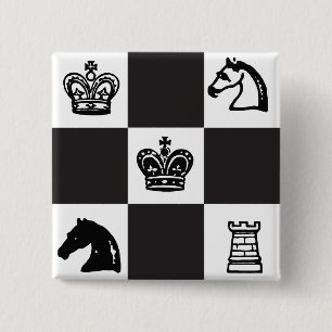 Chess Vierkante Button 5,1 Cm