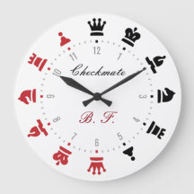 Chess Wall Klock Red en Black