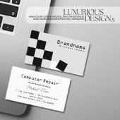 Chessboard Black Light Grey Modern Pattern Stijlvo Visitekaartje