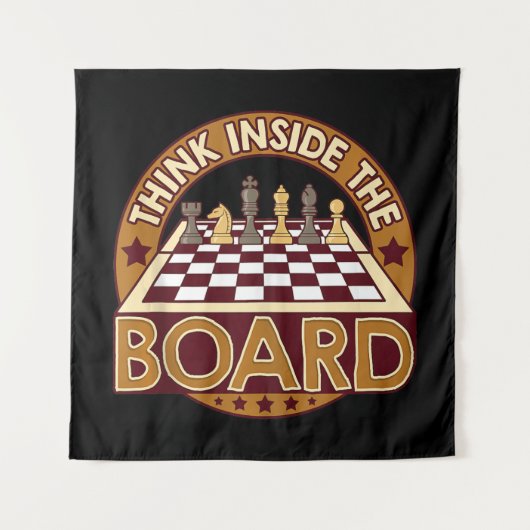 ChessBoard Citate Chess Player Thinking Game Board Wandkleed (Voorkant)