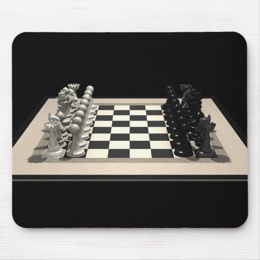 Chessboard en schaakstukken: Mousepad Muismat (Voorkant)