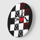 Chessboard Heart Valentijnsdag B&W Grote Klok (Hoek)