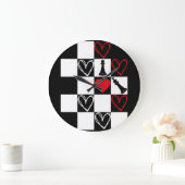 Chessboard Heart Valentijnsdag B&W Grote Klok (Huis)