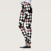 Chessboard Heart Valentijnsdag B&W Leggings (Links)