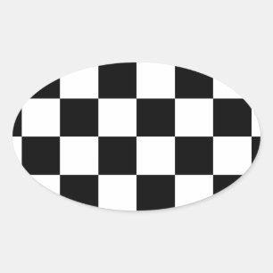Chessboard met gerangschikte vlag voor racebestekk ovale sticker