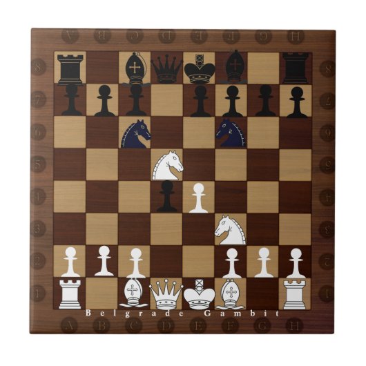 Chessboard Opening Belgrado Gambit Tegeltje (Voorkant)