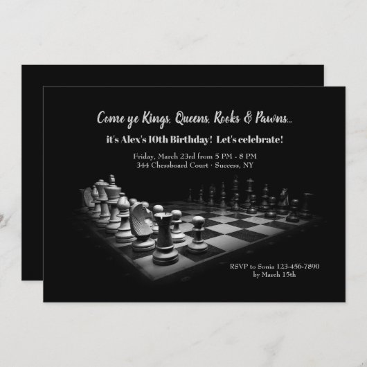 Chessboard-uitnodiging Kaart (Voorkant / Achterkant)