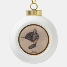 Chessie the Sleeping Kitten Ceramic Ball Ornament