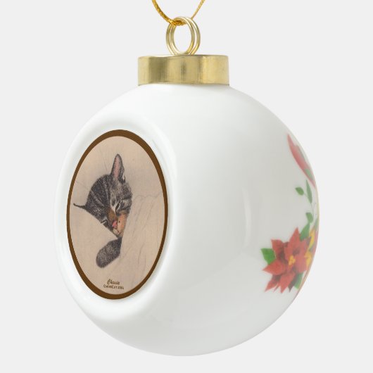 Chessie the Sleeping Kitten Ceramic Ball Ornement (Droite)