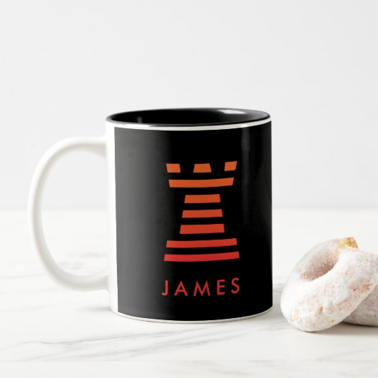ChessME Two-Tone Black Mok Chess Rook Add Name (Met donut)
