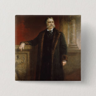 Chester A. Arthur Vierkante Button 5,1 Cm