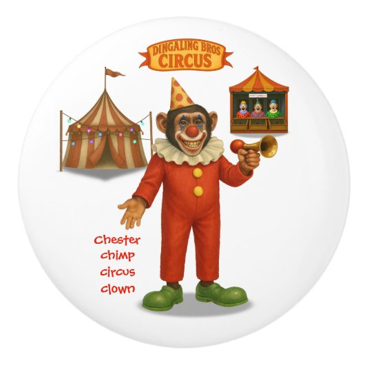 Chester chimp clown keramische knop (Voorkant)