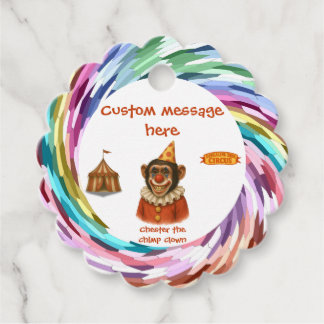 Chester de chimpansee clown bedankjes labels