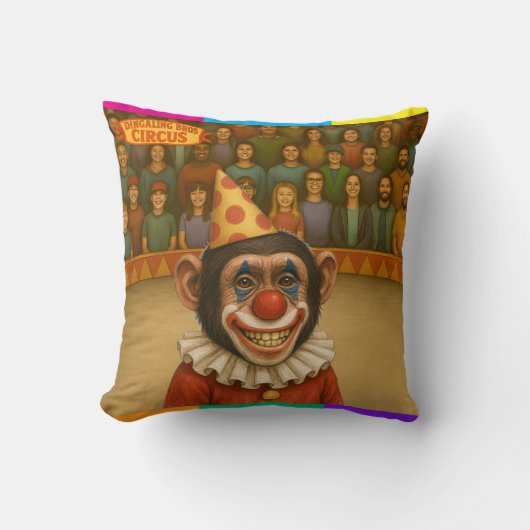 Chester de chimpansee clown kussen (Voorkant)