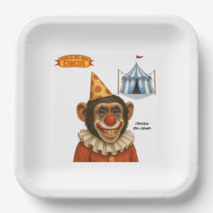 Chester de chimpansee clown papieren bordje