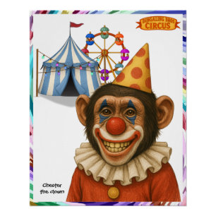 Chester de chimpansee clown perfect poster