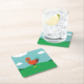 Chester de Rooster Vierkante Kartonnen Onderzetter (Insitu)