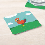 Chester de Rooster Vierkante Kartonnen Onderzetter (Schuin)